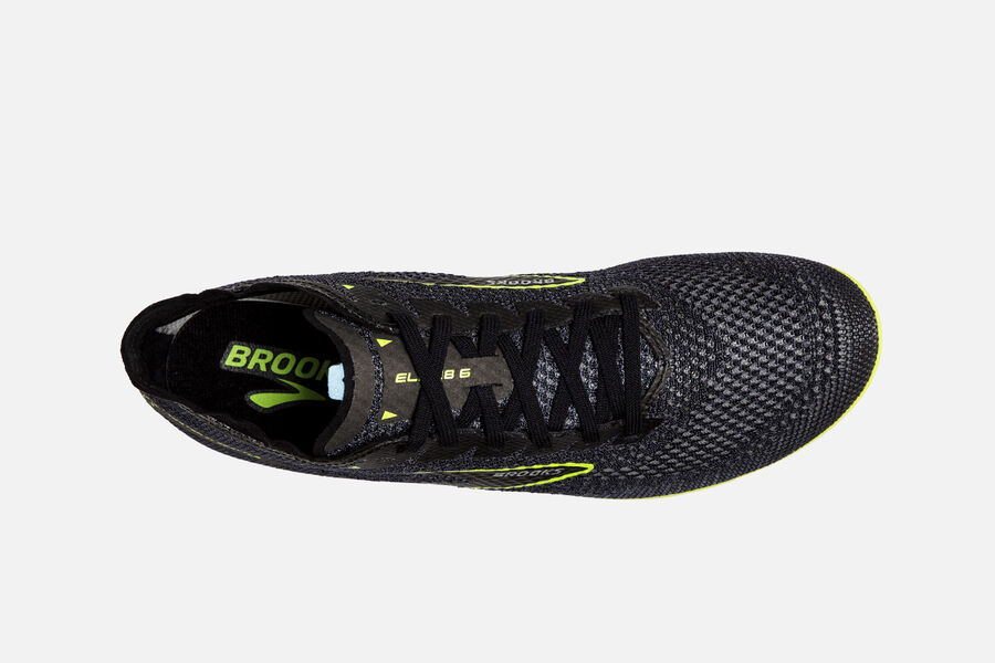 Brooks Running Shoes - ELMN8 v8 Spikes Mens - Black/Green - XHE-053614